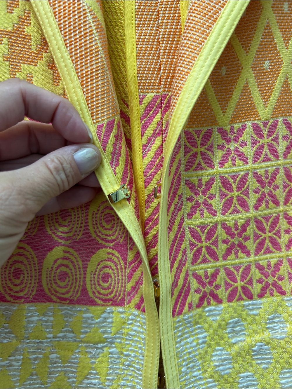 Vintage Carlisle Yellow and Orange Patchwork jacket - Picture 5 of 14